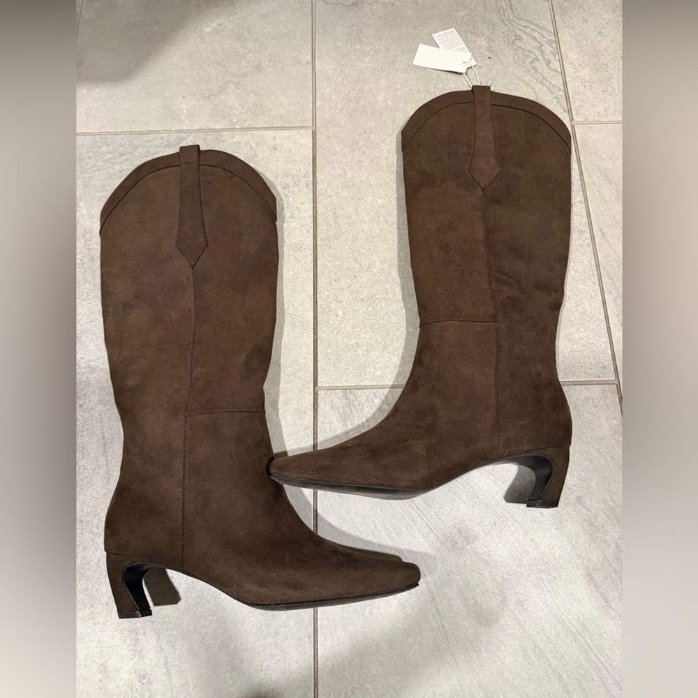GAP Chocolate Brown Faux Suede Western Style Tall Boots
